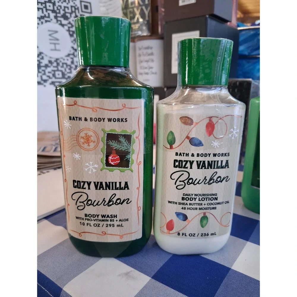 Bath‎ & Body Works Womens Cozy Vanilla Bourbon Seasonal Holiday Fall 2pcs Bundle